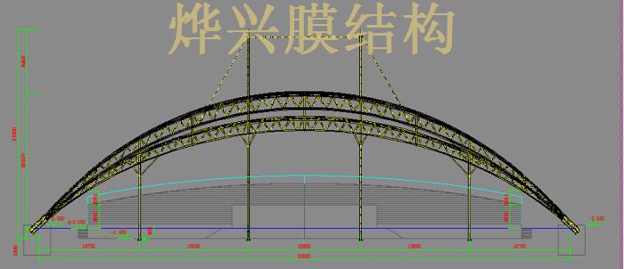吉安學(xué)?？磁_膜結(jié)構(gòu)施工 (4)